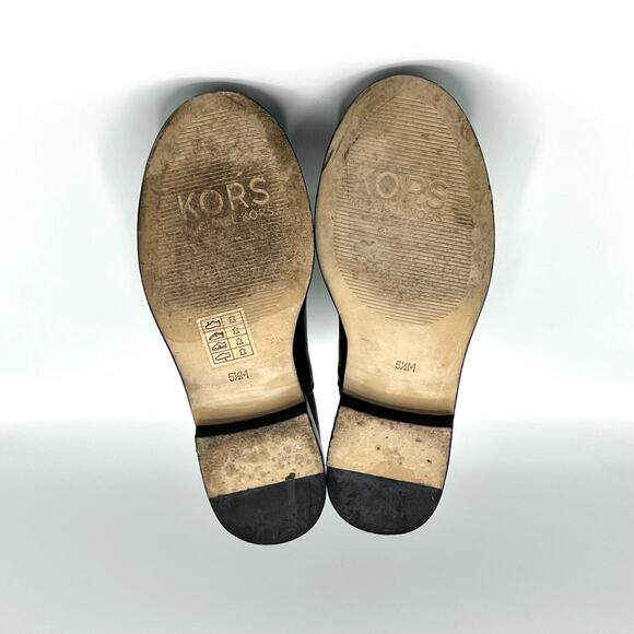 KORS Michael Kors Black Leather Slip On Ankle Boot Size 5.5 - Picture 8 of 9